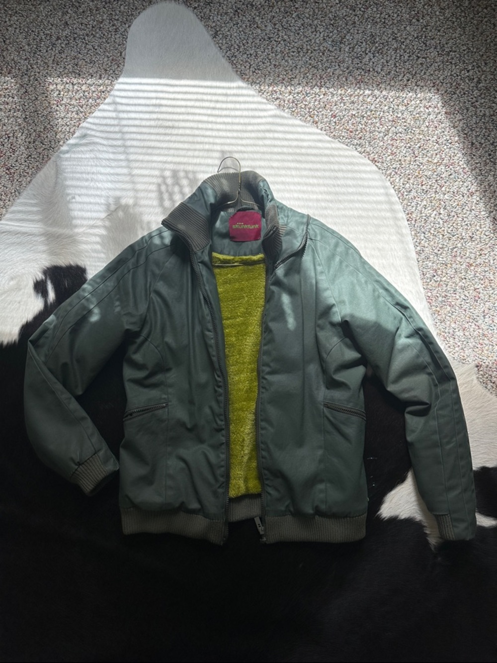 Green Women's Bomber Jacket with Fleece Lining